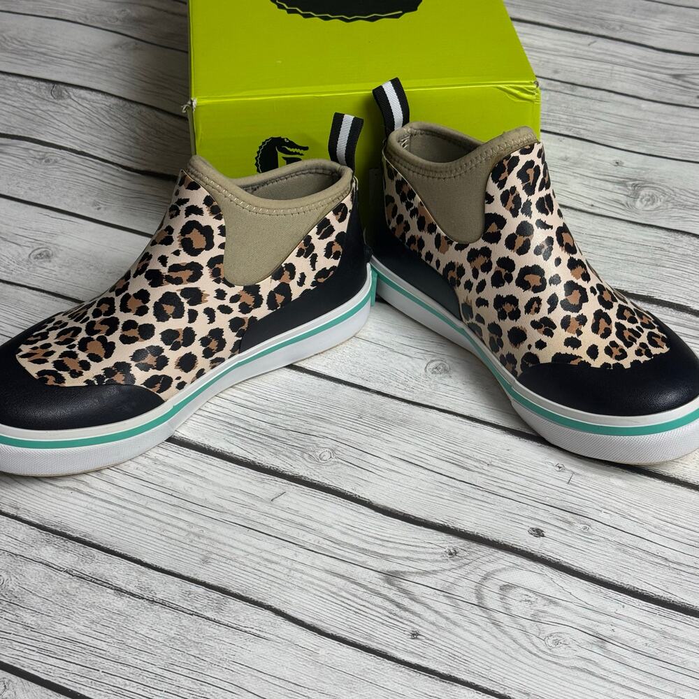 Gator Wader Camp Boots | Womens - Leopard/Aqua Size 9 - Picture 2 of 8